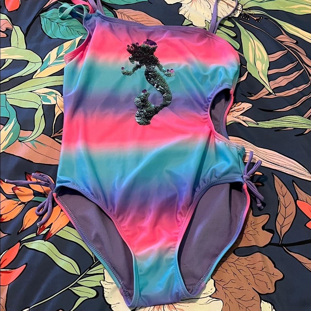 Colorful Kids Swimwear with Sequin mermaid